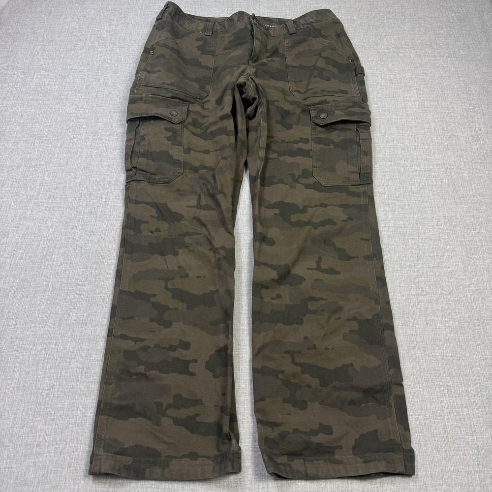 Duluth Trading Co. Camouflage Cargo Pants Womens 12 Green Curvesetter Waistband